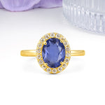 Luxurious and Unique 4-Prong Oval Cut Tanzanite Engagement Ring - Additional view