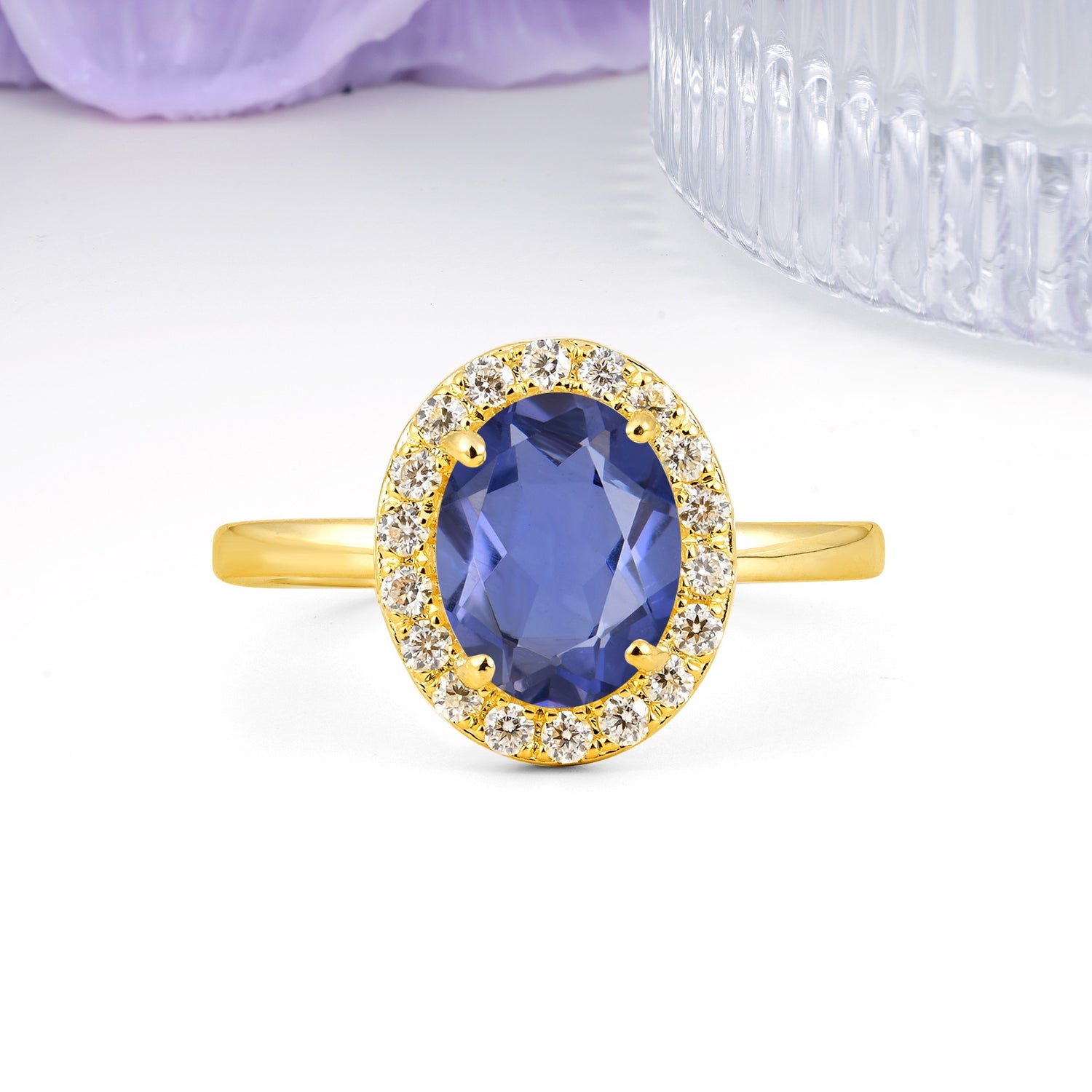 Luxurious and Unique 4-Prong Oval Cut Tanzanite Engagement Ring - Additional view