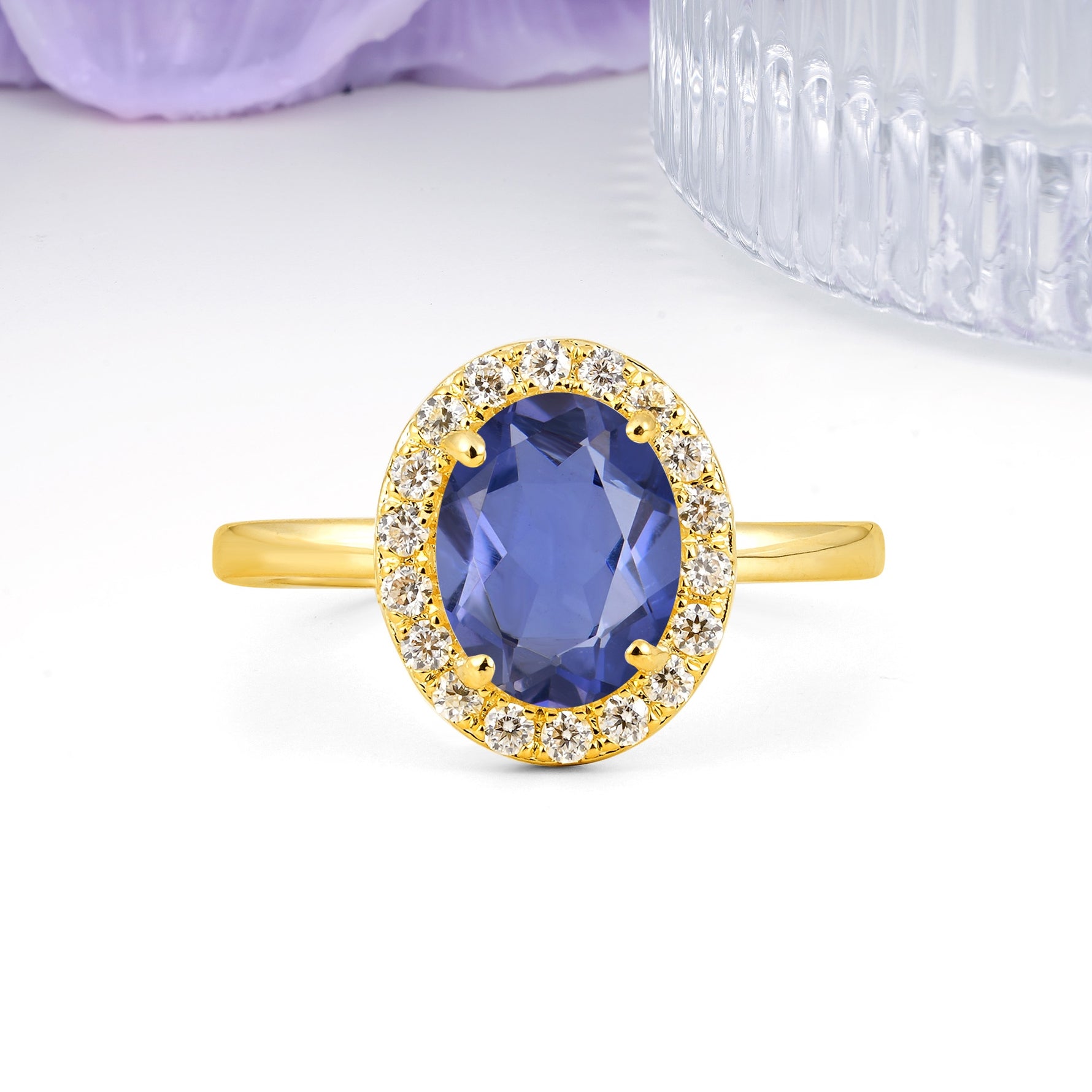Luxurious and Unique 4-Prong Oval Cut Tanzanite Engagement Ring - Additional view
