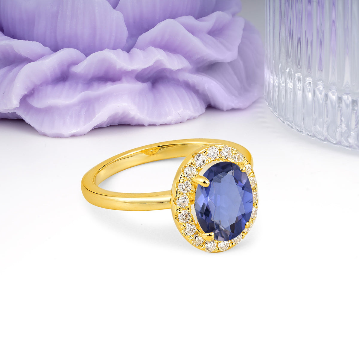 Luxurious and Unique 4-Prong Oval Cut Tanzanite Engagement Ring - Additional view