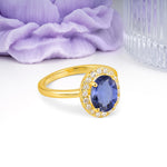 Luxurious and Unique 4-Prong Oval Cut Tanzanite Engagement Ring - Additional view