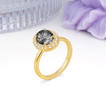 Luxurious and Unique 4-Prong Oval Cut Black Rutilated Quartz Engagement Ring - Additional view