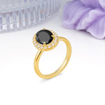 Luxurious and Unique 4-Prong Oval Cut Black Onyx Engagement Ring - Additional view