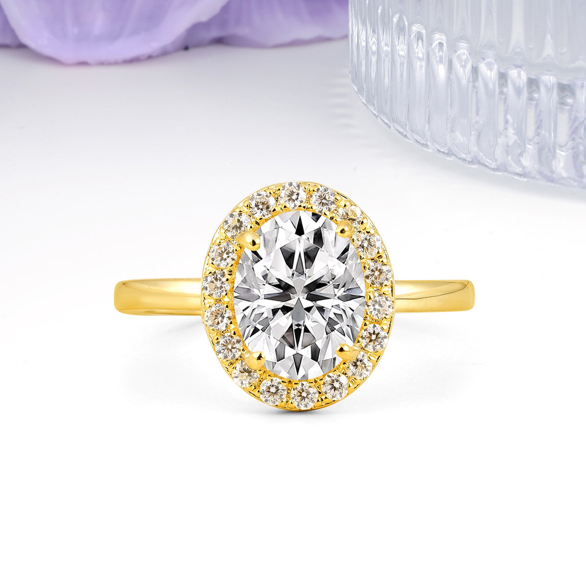 Luxurious and Unique 4-Prong Oval Cut Lab Diamond Engagement Ring - Additional view