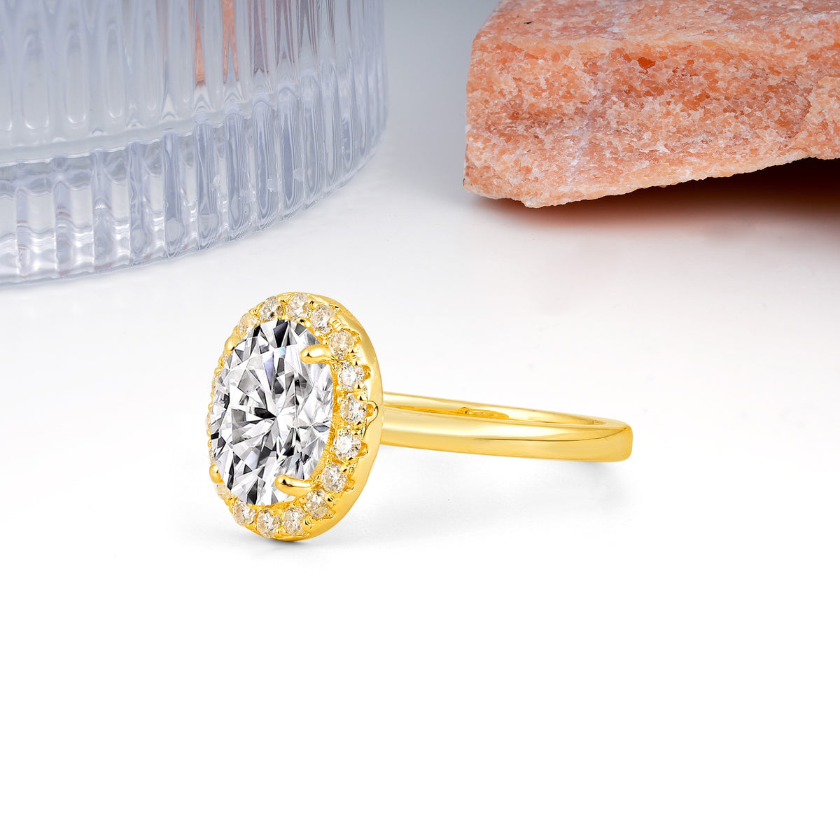 Luxurious and Unique 4-Prong Oval Cut Lab Diamond Engagement Ring - Additional view
