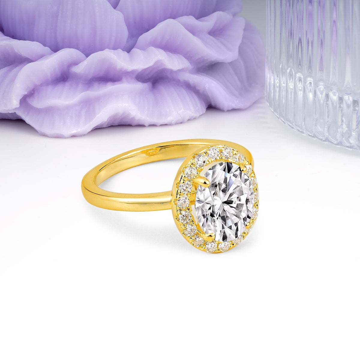 Luxurious and Unique 4-Prong Oval Cut Lab Diamond Engagement Ring - Additional view