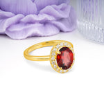 Luxurious and Unique 4-Prong Oval Cut Garnet Engagement Ring - Additional view