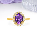 Luxurious and Unique 4-Prong Oval Cut Amethyst Engagement Ring - Additional view