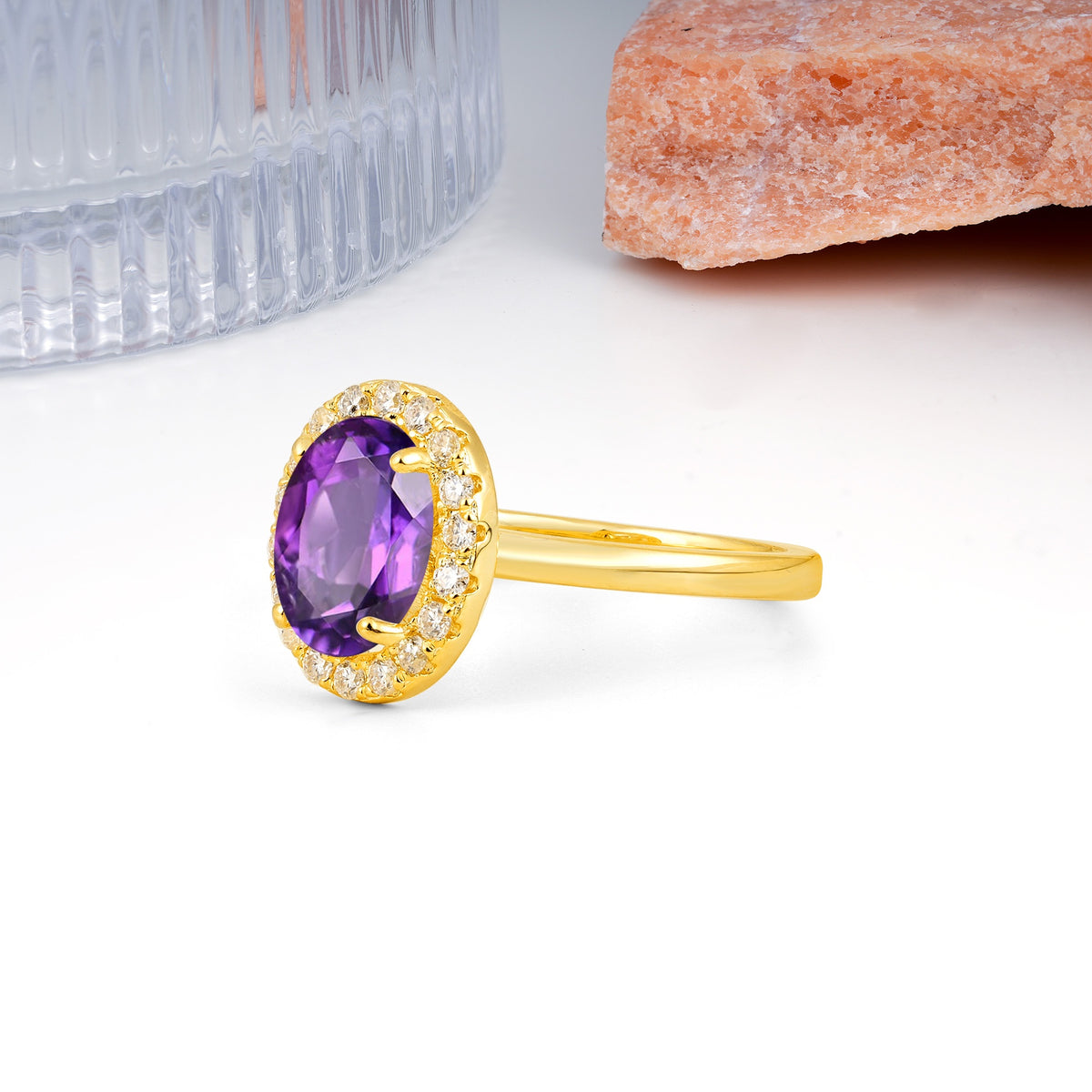 Luxurious and Unique 4-Prong Oval Cut Amethyst Engagement Ring - Additional view