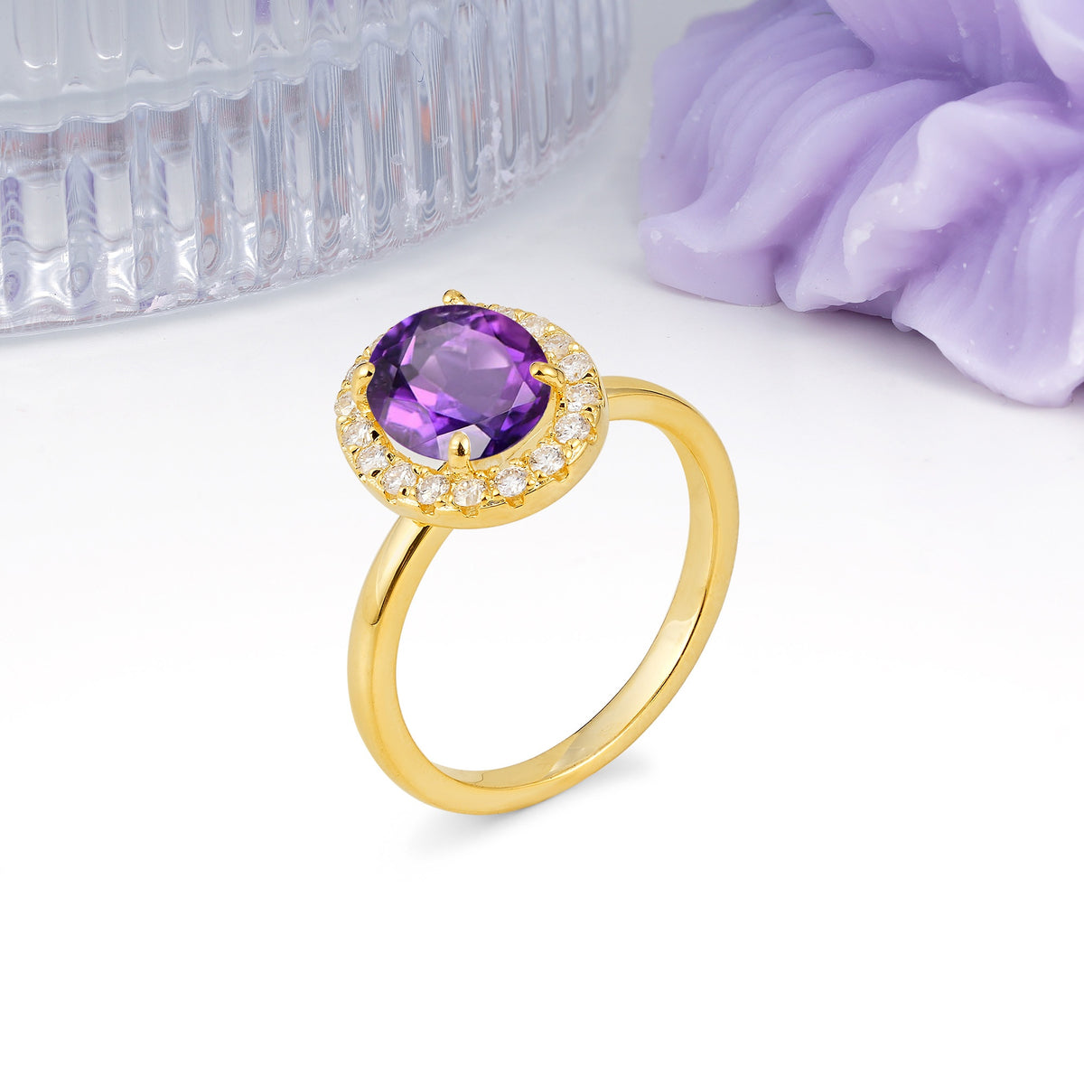 Luxurious and Unique 4-Prong Oval Cut Amethyst Engagement Ring - Additional view