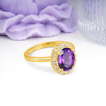 Luxurious and Unique 4-Prong Oval Cut Amethyst Engagement Ring - Additional view