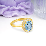 Luxurious and Unique 4-Prong Oval Cut Aquamarine Engagement Ring - Additional view