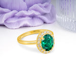 Luxurious and Unique 4-Prong Oval Cut Emerald Engagement Ring - Additional view