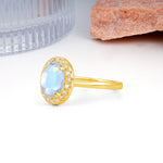 Luxurious and Unique 4-Prong Oval Cut Moonstone Engagement Ring - Additional view