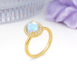 Luxurious and Unique 4-Prong Oval Cut Moonstone Engagement Ring - Additional view