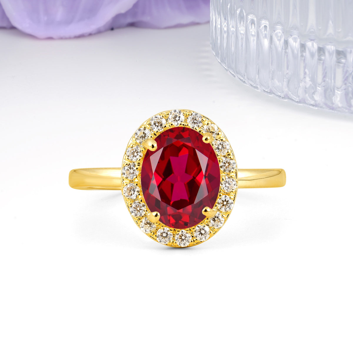 Luxurious and Unique 4-Prong Oval Cut Ruby Engagement Ring - Additional view