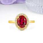 Luxurious and Unique 4-Prong Oval Cut Ruby Engagement Ring - Additional view