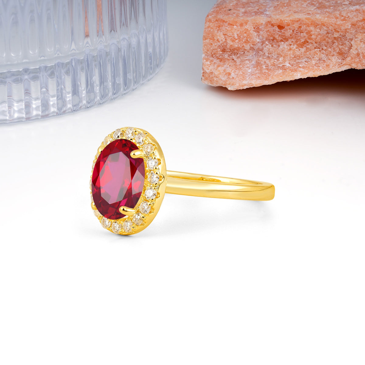 Luxurious and Unique 4-Prong Oval Cut Ruby Engagement Ring - Additional view