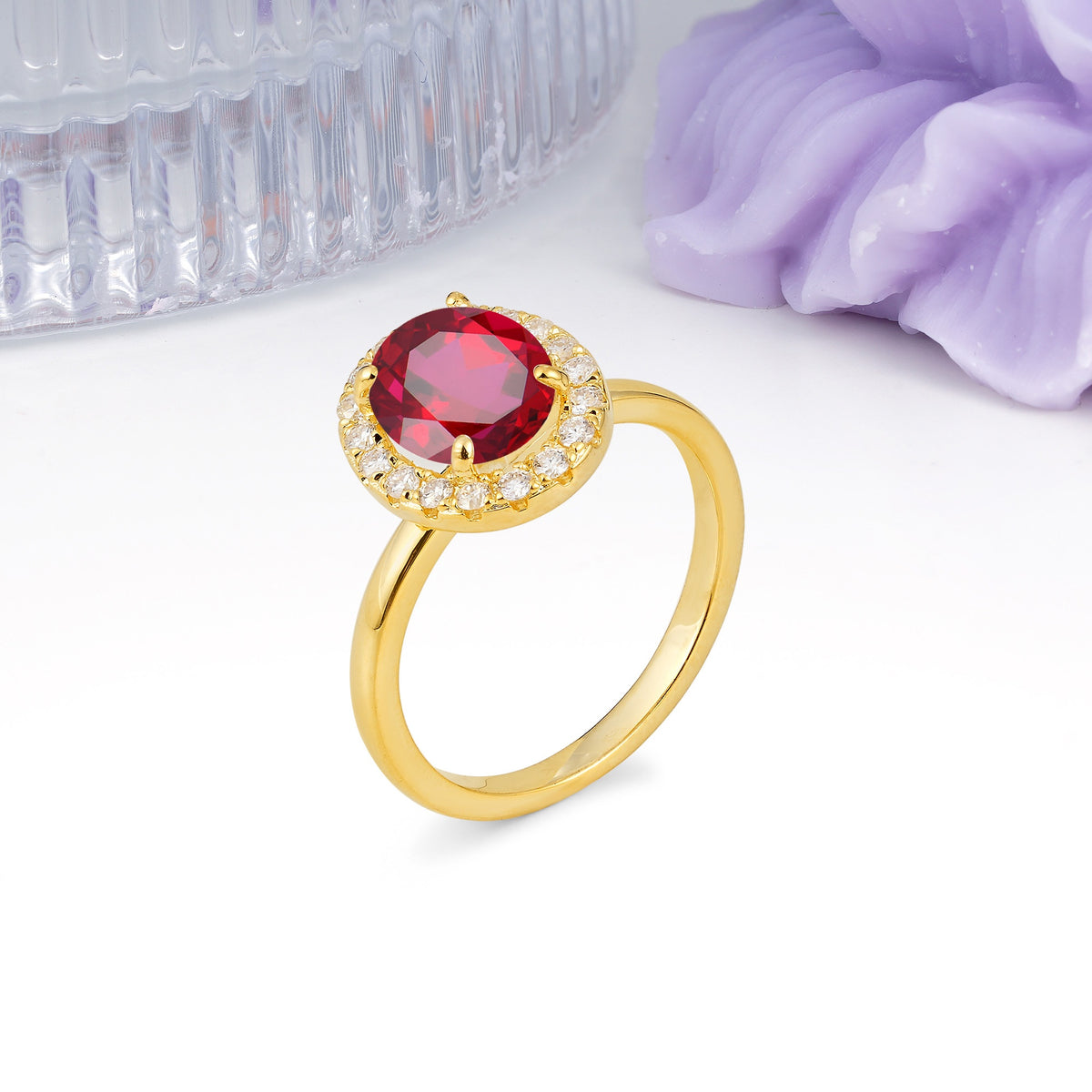 Luxurious and Unique 4-Prong Oval Cut Ruby Engagement Ring - Additional view