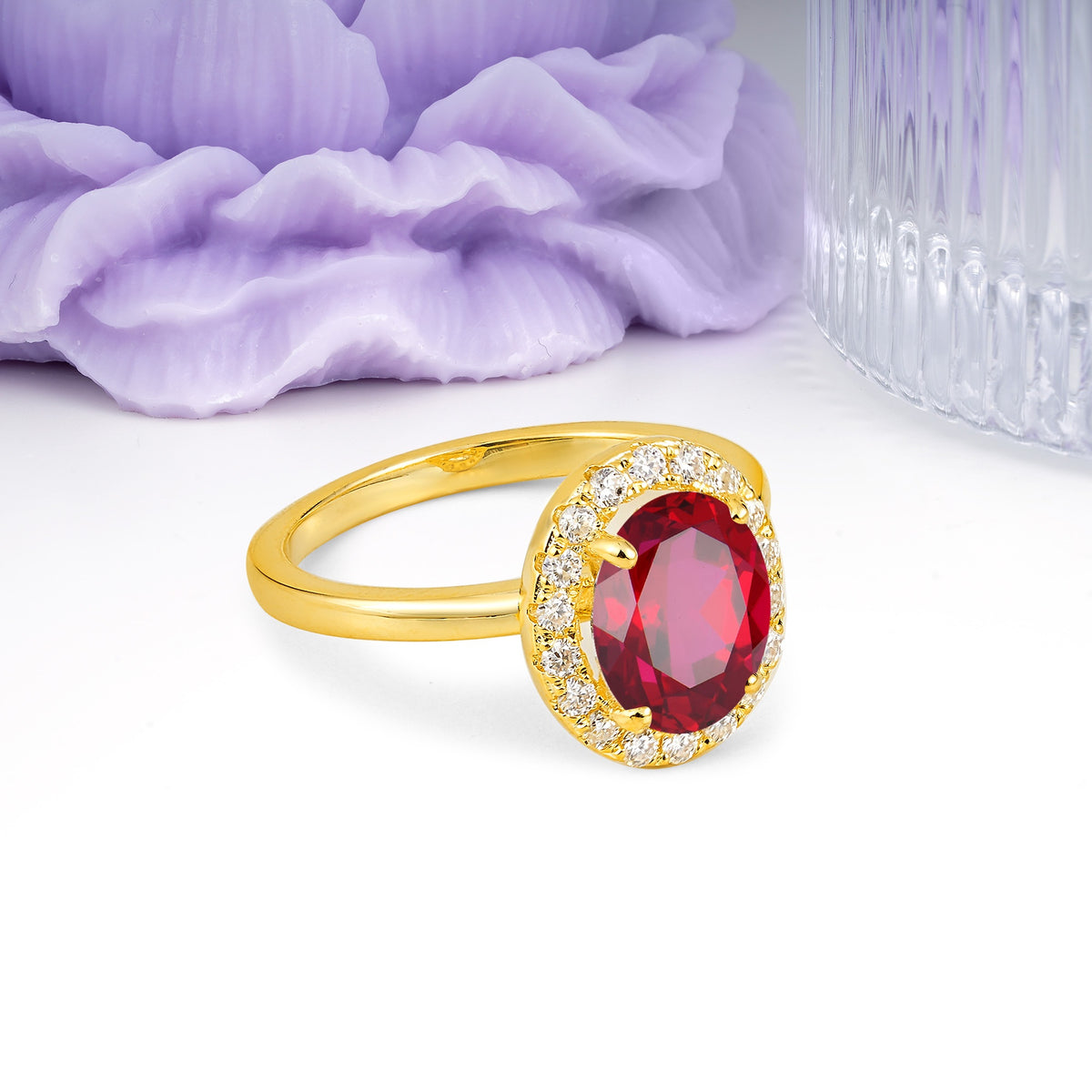 Luxurious and Unique 4-Prong Oval Cut Ruby Engagement Ring - Additional view