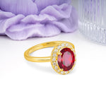 Luxurious and Unique 4-Prong Oval Cut Ruby Engagement Ring - Additional view