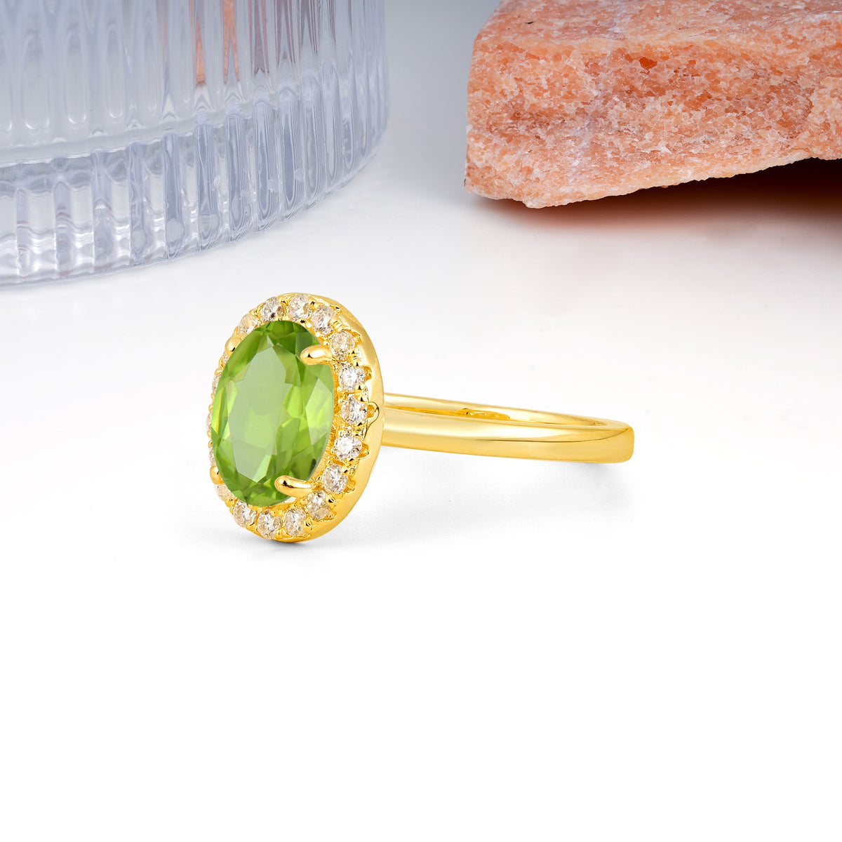 Luxurious and Unique 4-Prong Oval Cut Peridot Engagement Ring - Additional view