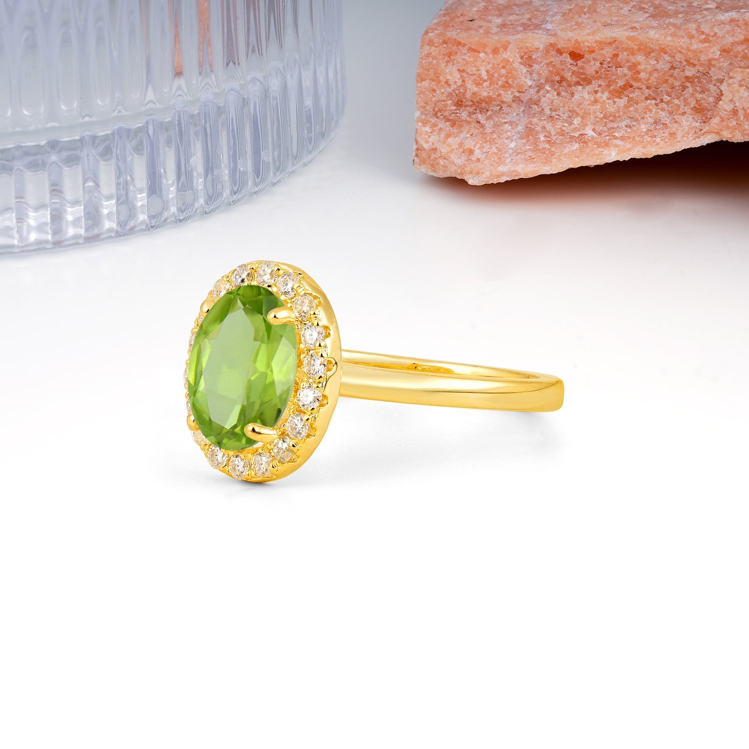 Luxurious and Unique 4-Prong Oval Cut Peridot Engagement Ring - Additional view