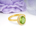 Luxurious and Unique 4-Prong Oval Cut Peridot Engagement Ring - Additional view
