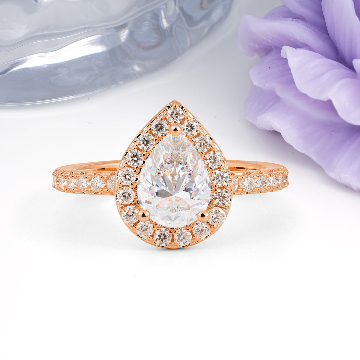 Luxurious Vintage 3 Prong Pear Cut Moissanite Engagement Ring - Additional view