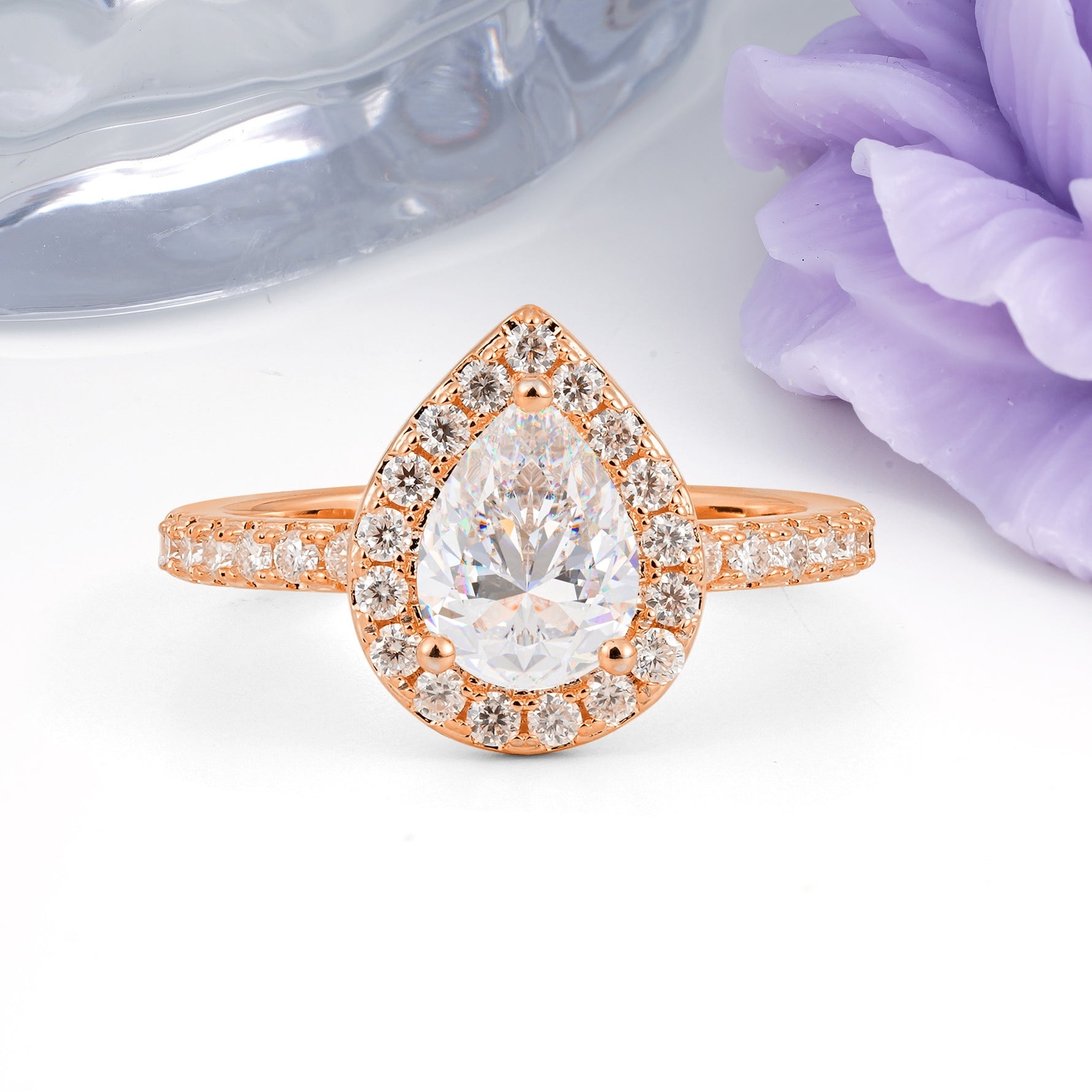 Luxurious Vintage 3 Prong Pear Cut Moissanite Engagement Ring - Additional view