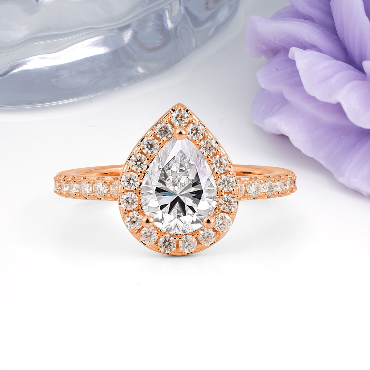 Luxurious Vintage 3 Prong Pear Cut Lab Diamond Engagement Ring - Additional view