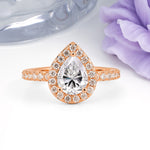 Luxurious Vintage 3 Prong Pear Cut Lab Diamond Engagement Ring - Additional view