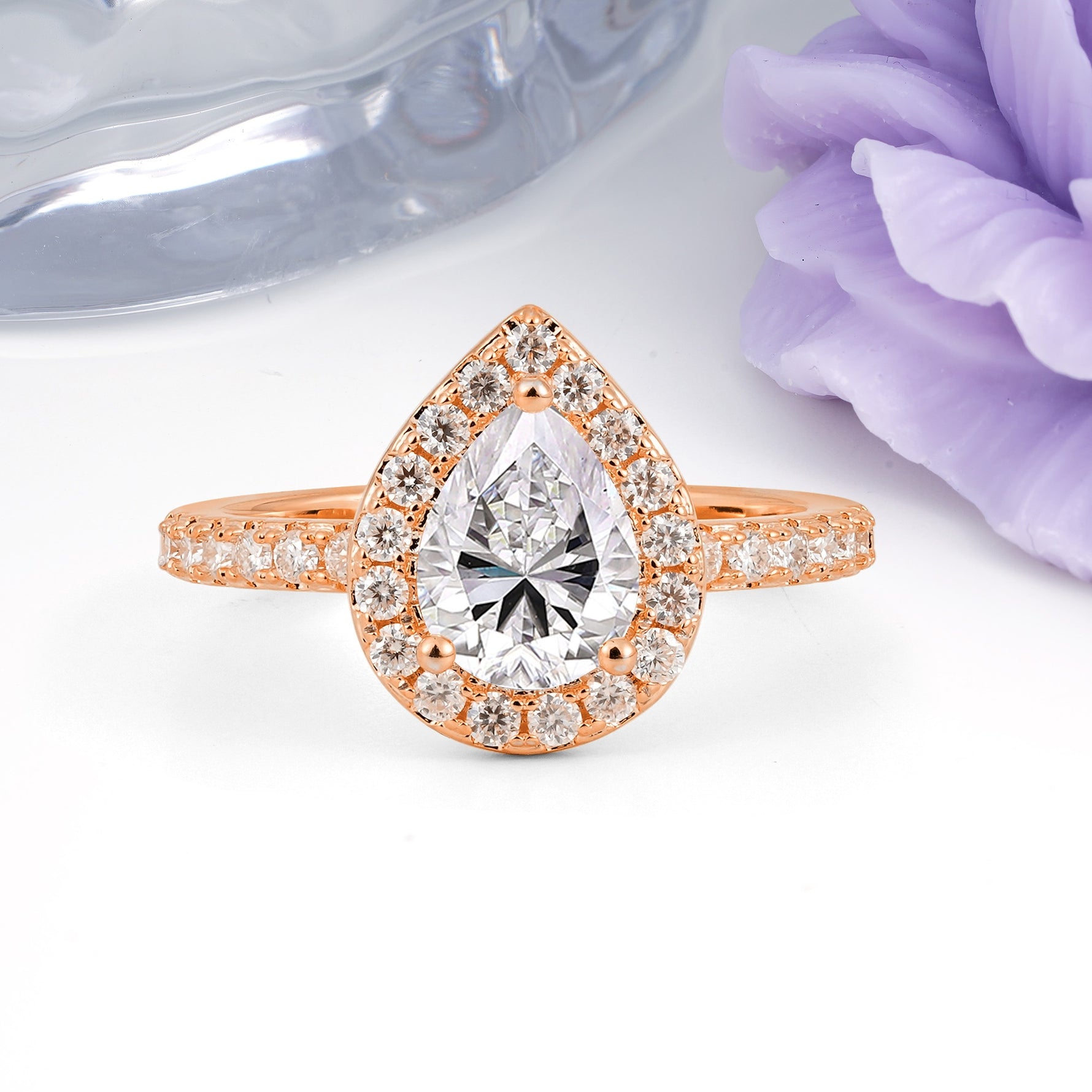 Luxurious Vintage 3 Prong Pear Cut Lab Diamond Engagement Ring - Additional view
