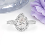 Luxurious Vintage 3 Prong Pear Cut Moissanite Engagement Ring - Additional view