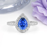 Luxurious Vintage 3 Prong Pear Cut Sapphire Engagement Ring - Additional view