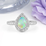 Luxurious Vintage 3 Prong Pear Cut Fire Opal Engagement Ring - Additional view