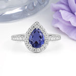 Luxurious Vintage 3 Prong Pear Cut Tanzanite Engagement Ring - Additional view