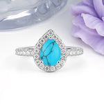 Luxurious Vintage 3 Prong Pear Cut Turquoise Engagement Ring - Additional view