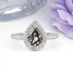 Luxurious Vintage 3 Prong Pear Cut Black Rutilated Quartz Engagement Ring - Additional view