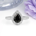 Luxurious Vintage 3 Prong Pear Cut Black Onyx Engagement Ring - Additional view