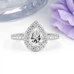 Luxurious Vintage 3 Prong Pear Cut Lab Diamond Engagement Ring - Additional view