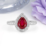 Luxurious Vintage 3 Prong Pear Cut Ruby Engagement Ring - Additional view