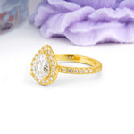 Luxurious Vintage 3 Prong Pear Cut Moissanite Engagement Ring - Additional view