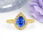 Luxurious Vintage 3 Prong Pear Cut Sapphire Engagement Ring - Additional view