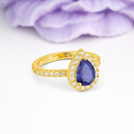 Luxurious Vintage 3 Prong Pear Cut Tanzanite Engagement Ring - Additional view
