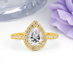 Luxurious Vintage 3 Prong Pear Cut Lab Diamond Engagement Ring - Additional view