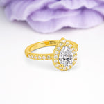 Luxurious Vintage 3 Prong Pear Cut Lab Diamond Engagement Ring - Additional view