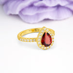Luxurious Vintage 3 Prong Pear Cut Garnet Engagement Ring - Additional view