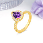 Luxurious Vintage 3 Prong Pear Cut Amethyst Engagement Ring - Additional view