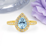 Luxurious Vintage 3 Prong Pear Cut Aquamarine Engagement Ring - Additional view